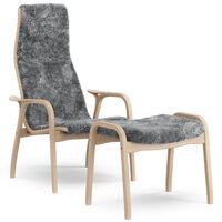 Lamino Lenestol med Fotskammel Saueskinn Scandinavian Grey / Lakkert Bøk