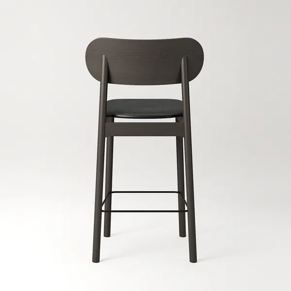 Elephant Barstol Mörk Ek / Svart Läder