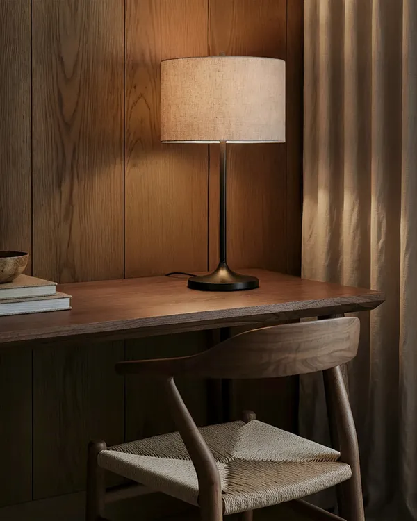Soft Bordlampe Metallisk Bronze / Linen Natural