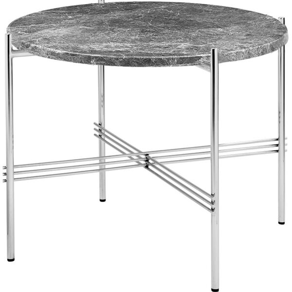 TS Soffbord 55 cm Polerat Stål / Grå Emperadormarmor