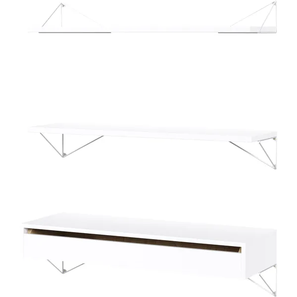Pythagoras Hyllesett med Skuff L Hvit