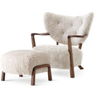 Wulff ATD2 Loungefåtölj + Fotpall Valnöt/Sheepskin Moonlight