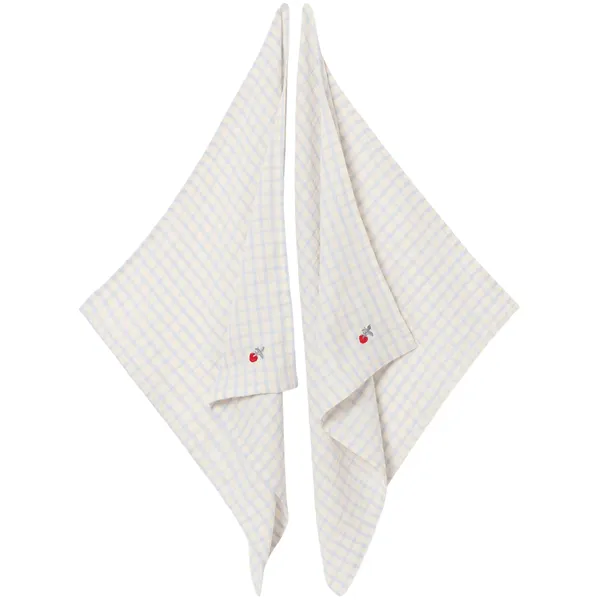 Gingham Sky Blue Muslin Tæppe 2-pak 60x60 cm