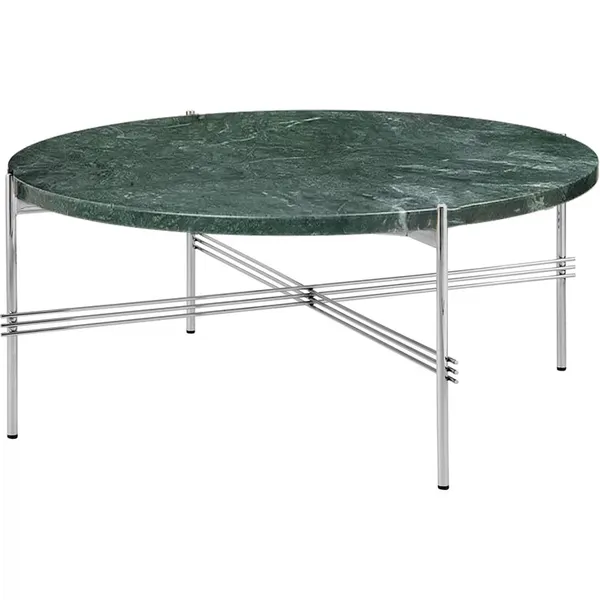 TS Soffbord 80 cm Polerat Stål / Grå Guatemalamarmor