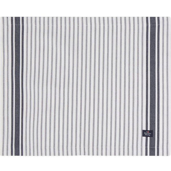 Icons Striped Organic Cotton Oxford Spisebrikke Hvit / Dress Blue