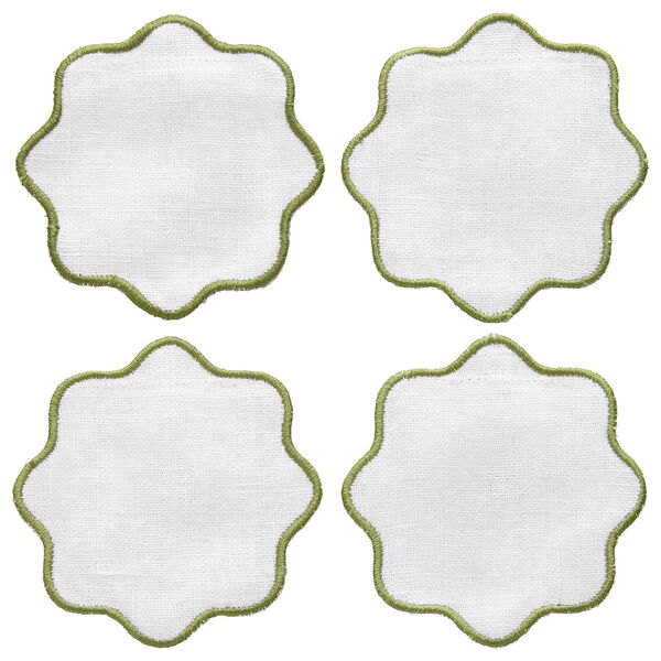 La Tavola Glasunderlägg 10x10 cm Vit / Grön