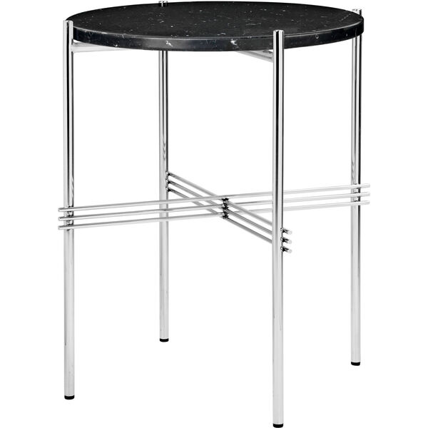 TS Sidebord 40 cm Polert Stål / Svart Marquinamarmor