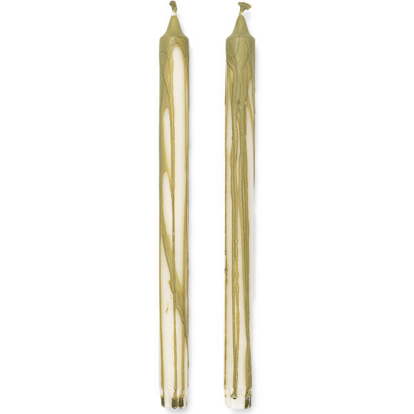 Dryp Stearinlys 30 cm 2-pk Olivengrønn