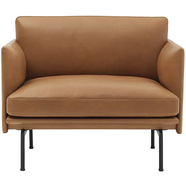Outline Lenestol Sort Aluminium / Refine Leather Cognac