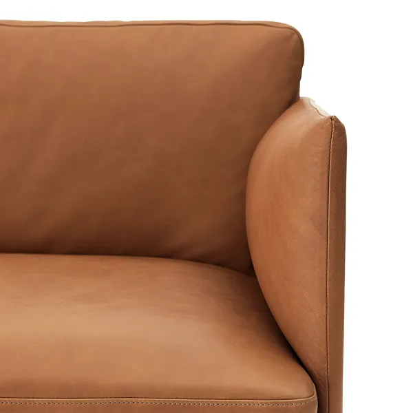 Outline Sofa 3-Pers Sort Aluminium / Refine Leather Cognac