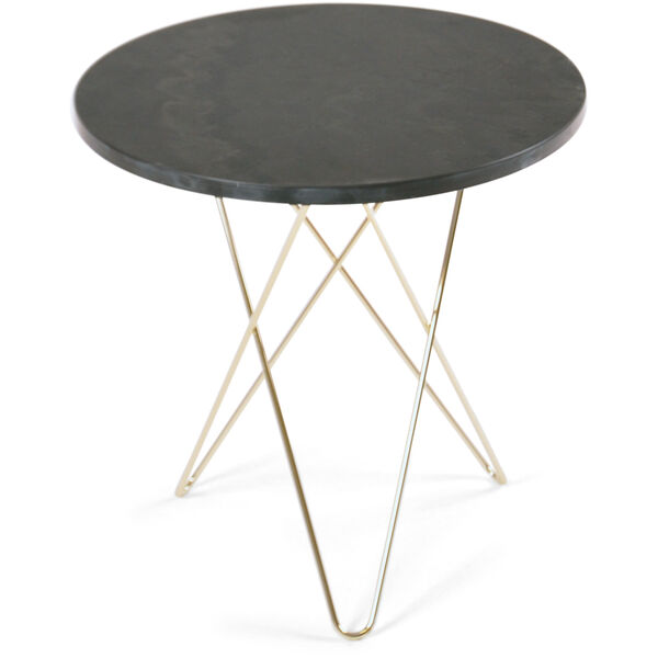Tall Mini O Table Sidebord Ø50 cm Messing/Rustikk Skifer
