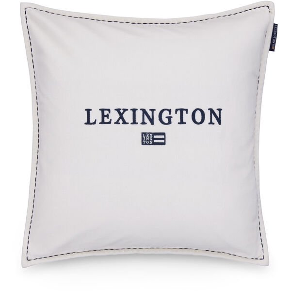 Logo Organic Cotton Velvet Tyynynpäällinen 50x50 cm Valkoinen / Laivastonsininen