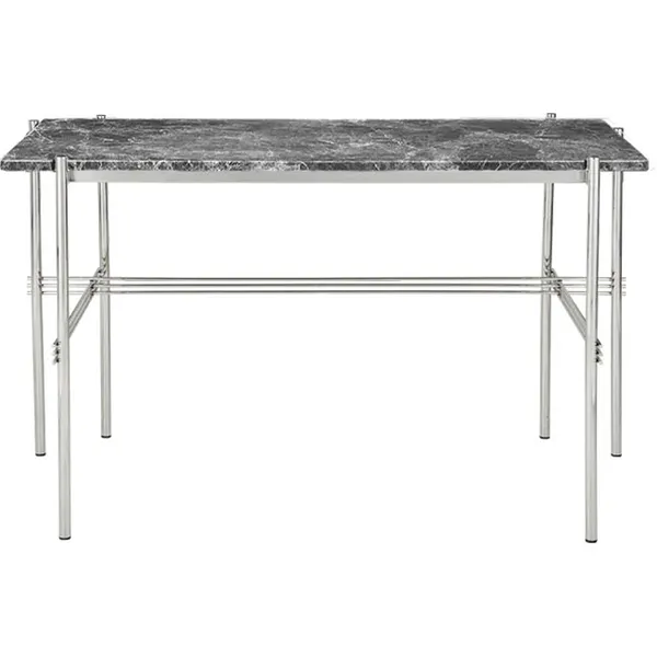TS Pöytä 60x120 cm Kiiltävä Teräs / Harmaa Emperadormarmori