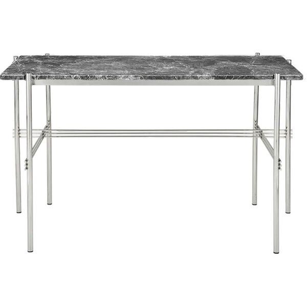 TS Skrivbord 60x120 cm Polerat Stål / Grå Emperadormarmor