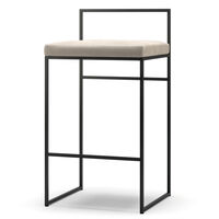 Barstol Med Ryggstöd 80 cm Svart / Beige Sammet