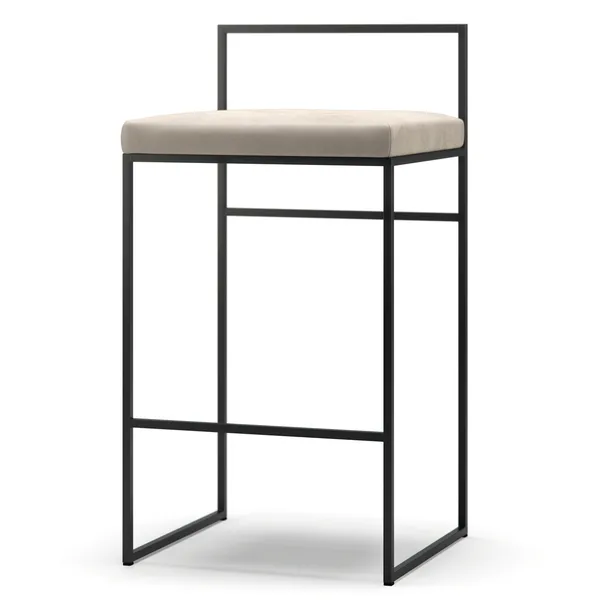 Barstol Med Ryggstöd 80 cm Svart / Beige Sammet