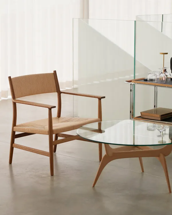 Triiio Sofabord Ø90 cm Olieret Eg / Klart Glas