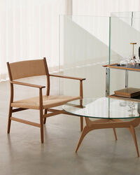 Triiio Sofabord Ø90 cm Olieret Eg / Klart Glas