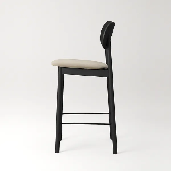 Elephant Barstol Svart / Beige Sammet