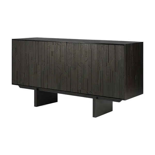 Teak Mosaik Sideboard Fyra Dörrar
