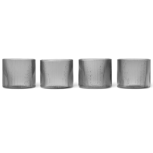 Ripple Glas Low 4-pak Røggråt