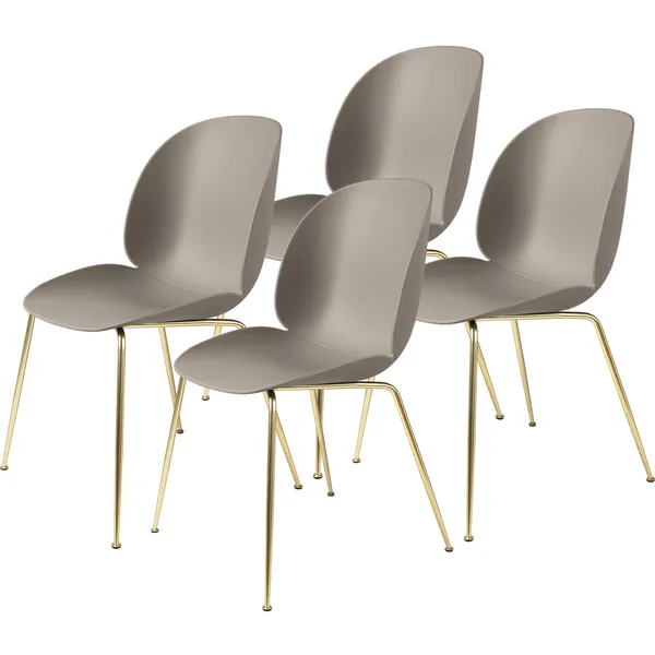 Beetle Stol Upolstret 4-pak Conic Base Brass Beige