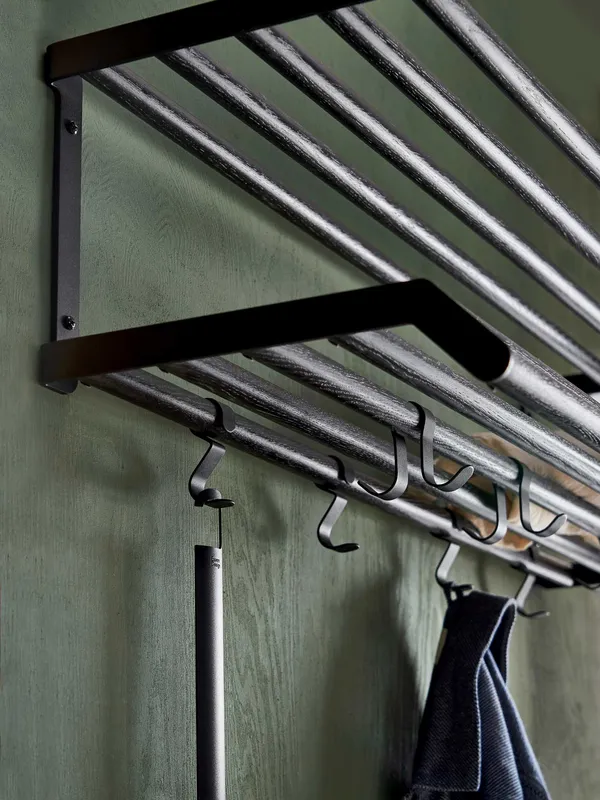 Tamburin Hattehylle 60cm Svart/ Svart Beiset Eik