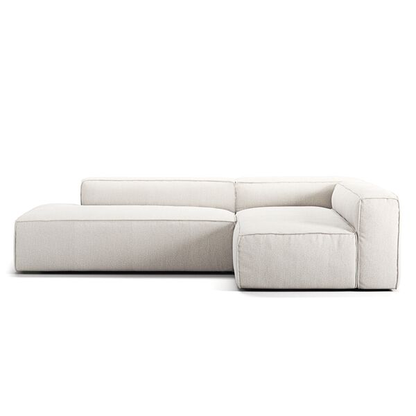 Grand Loungesoffa 3-Sits öppet avslut Vänster Bouclétyg Steam White