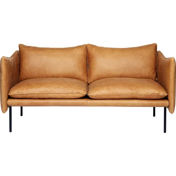 Tiki Sofa 2-Pers Sorte Ben / Læder Vintage Cognac