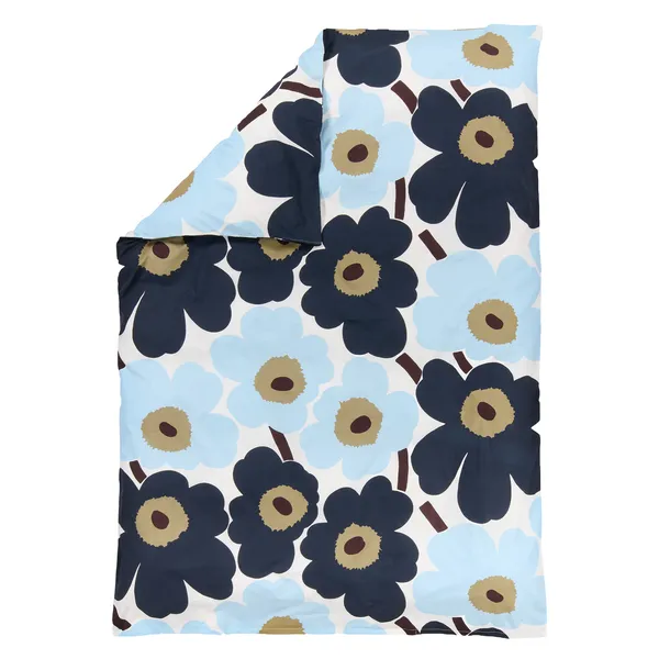 Unikko Dynebetræk 140x200 cm Offwhite / Blueberry
