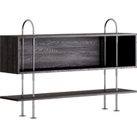 Keen Hyldesystem Med 1 Hylde / 1 Kassehylde 160 cm Satinpoleret Rustfrit stål / Sortbrun bejdset Ask