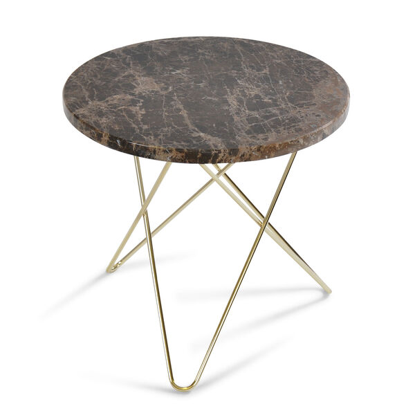Mini O Side Table Brass Base Marble