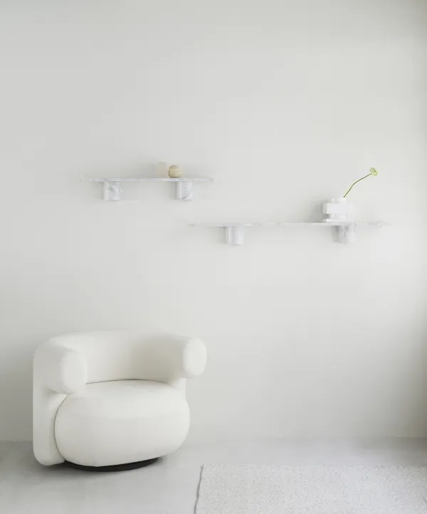 Sten Væghylde 80 cm Hvid Marmor