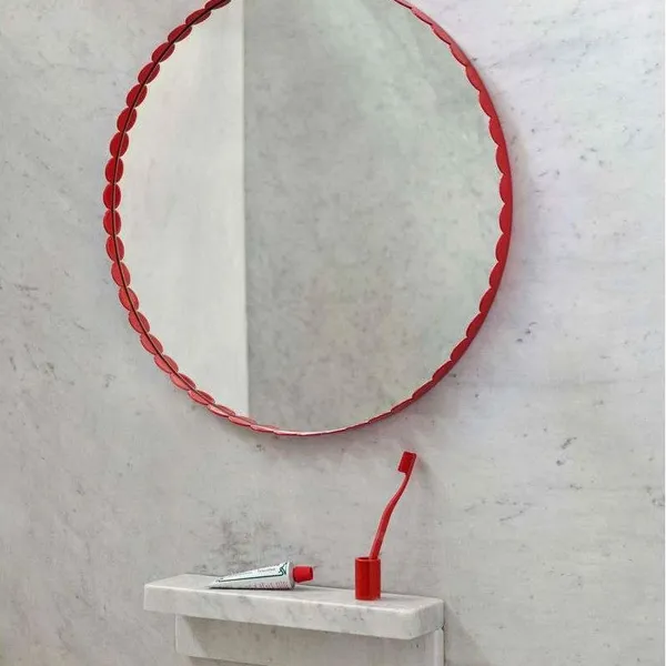 Arcs Spejl Ø60 cm Rødt