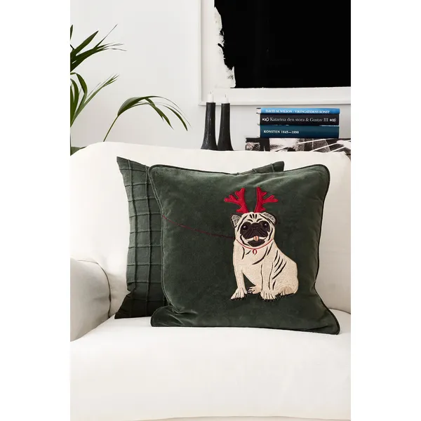 Holiday Dog Tyynynpäällinen 50x50 cm Metsänvihreä