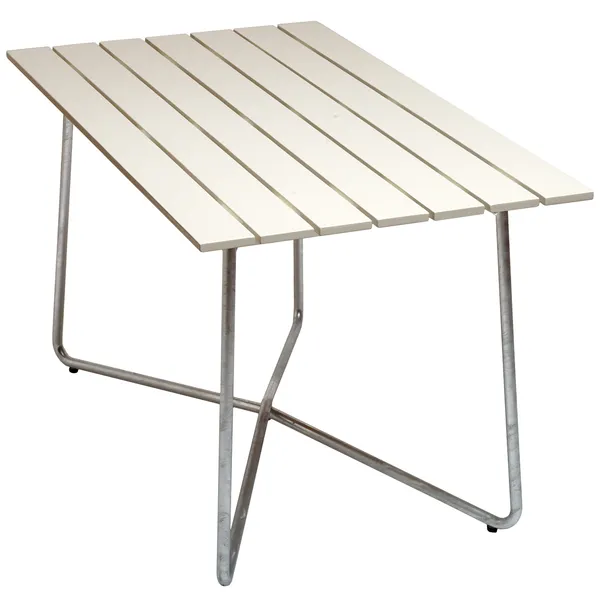B25A Bord 70x120 cm Hvitlakkert Eik / Varmgalvanisert Stål