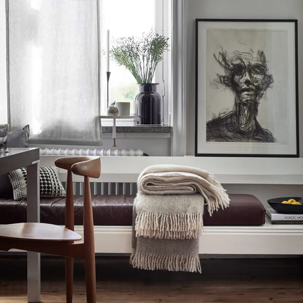 Mohair Filt Rullad Frans 130x170 cm Light Taupe & Brindle Melange