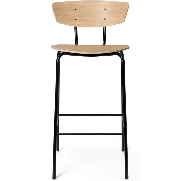 Herman Barstol Med Fotstøtte H87 cm Hvitoljet Eik / Sort med fotstøtte.