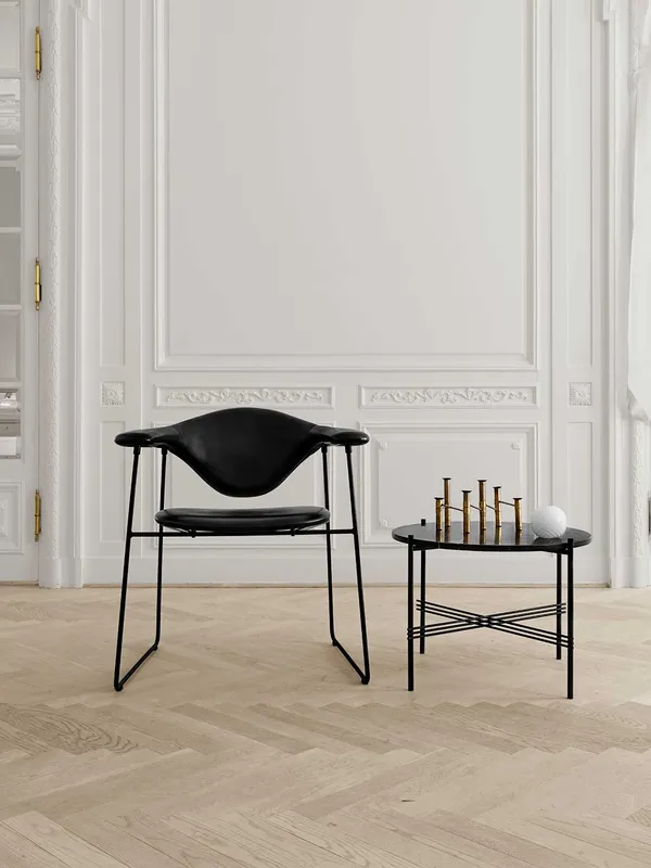 Ts Bord XL Ø105cm H40cm Sort/ Hvid Marmor