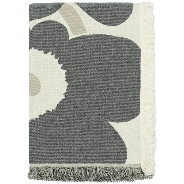 Unikko Jacquard Pläd 150x220 cm Charcoal / Off-white / Sand