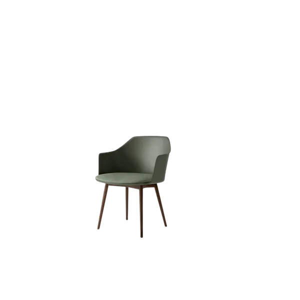 Rely HW77 Spisebordsstol Med Armlæn Polstret Sæde Bronze Green/Lakeret Valnød/Canvas 0926