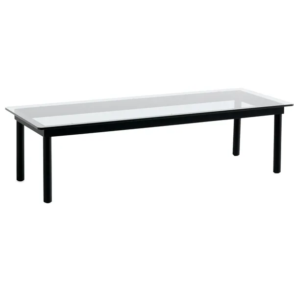 Kofi Sofabord 140x50 cm Sort Vandbaseret Lakeret Eg / Klart Glas