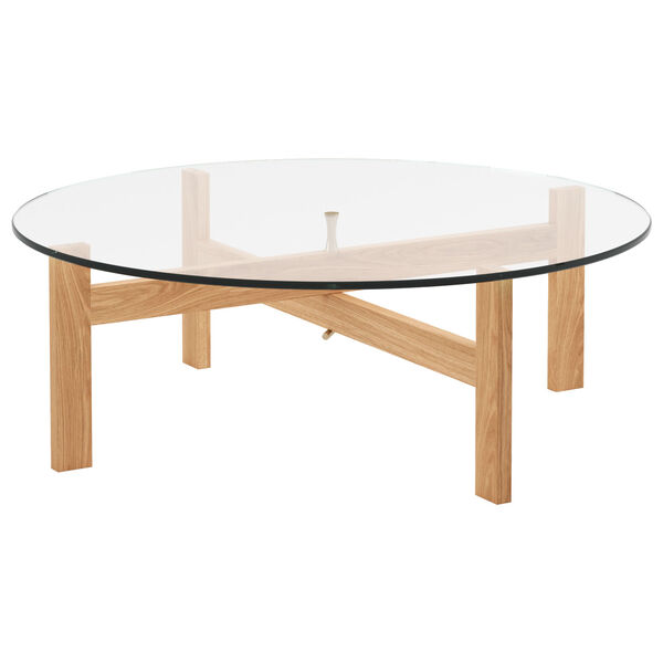 Round Sofabord Egetræ / Glas Ø88 cm
