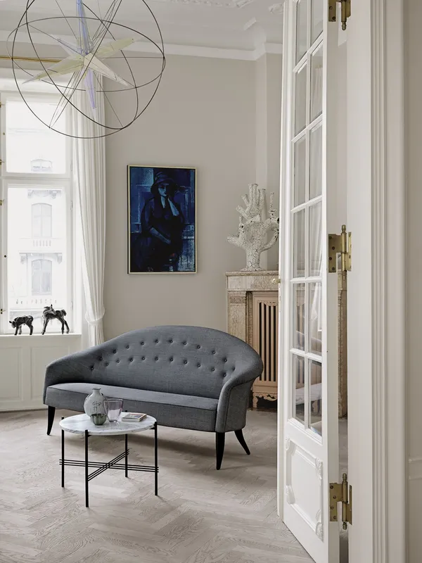 TS Sofabord 55 cm Sort / Hvidt Carrara marmor