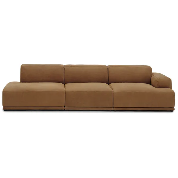 Connect Soft Modulär 3-sitssoffa Med Öppen Vänstersida Grace Leather Cognac