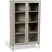 Volt Skåp Med Glasdörrar 130 cm Beige/Rostfritt Stål