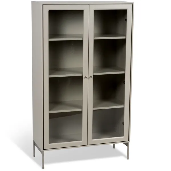 Volt Skåp Med Glasdörrar 130 cm Beige/Rostfritt Stål