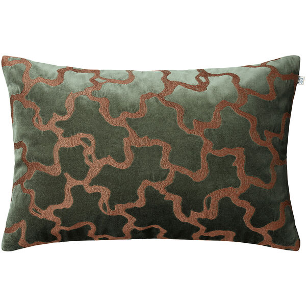 Chand Tyynynpäällinen 40x60 cm Forest Green / Konjakinruskea