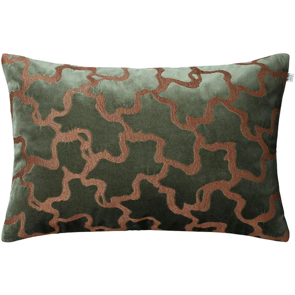 Chand Tyynynpäällinen 40x60 cm Forest Green / Konjakinruskea