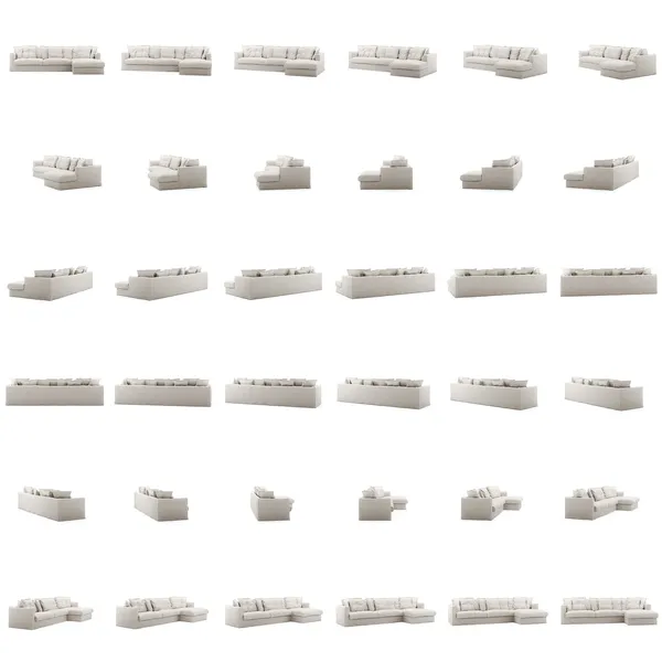 Le Grand Air 3-Personers Sofa Hør Divan Højre Creamy White